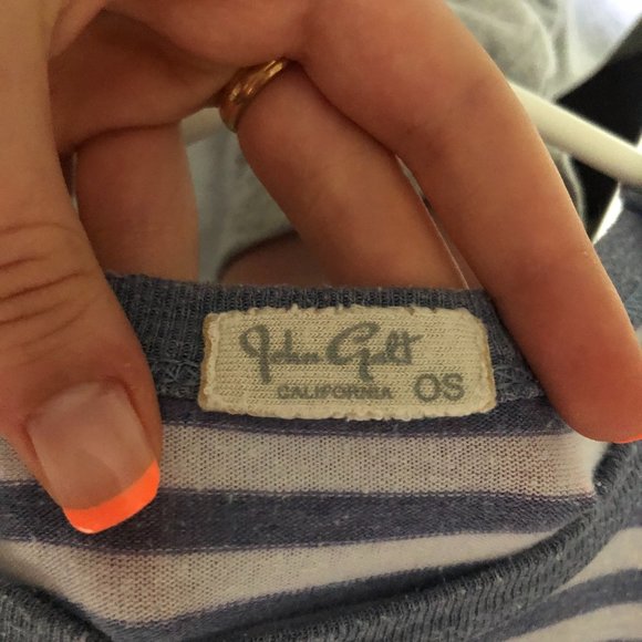 Brandy Melville Blue & White Striped T-Shirt - Picture 3 of 3